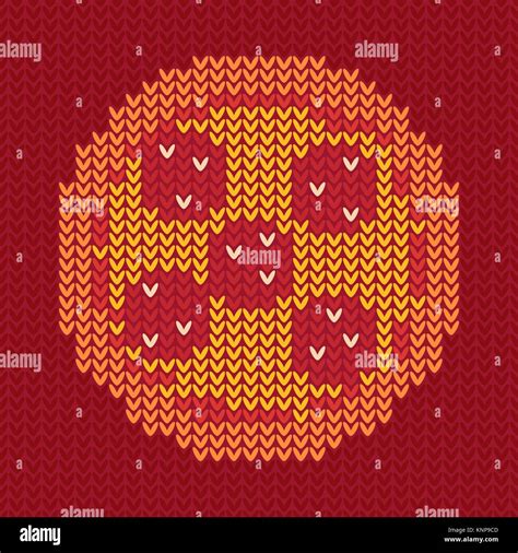 Jacquard knitted pizza on dark red background. Clipping mask used Stock ...