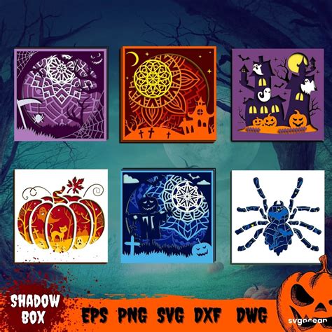 Halloween Shadow Box Svg Bundle vector for instant download - Svg Ocean ...