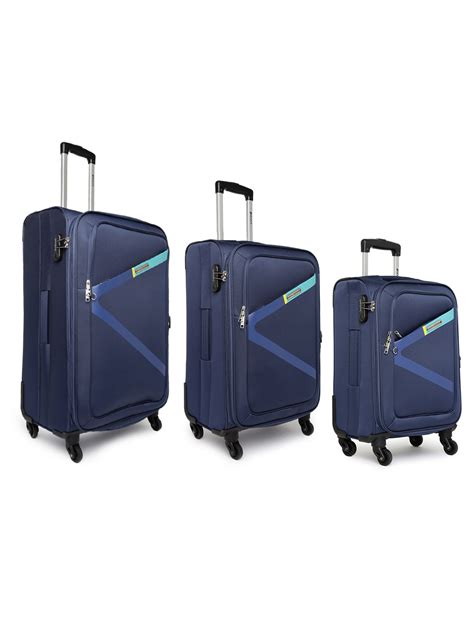 Buy Safari Unisex Set Of 3 Blue Trolley Bags In Small, Medium & Large Sizes - Trolley Bag for ...