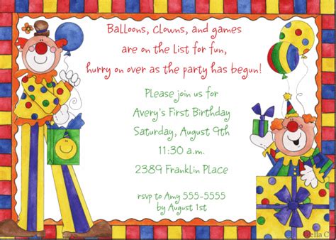 Clown Birthday Invitations Ideas for Lynda | Birthday invitations ...