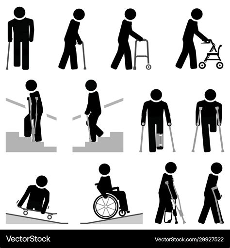 People use different types mobility aids Vector Image