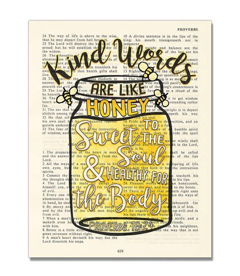 Home & Living Kind Words Are Like Honey Hand Lettered Canvas Home Décor ...