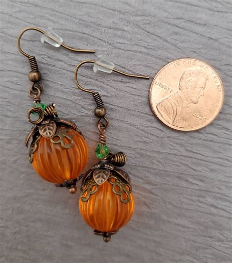 Pumpkin Earrings Halloween Earrings Copper Fall Earrings - Etsy