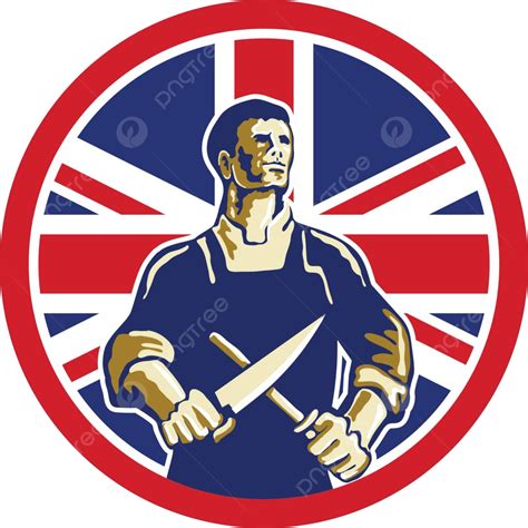 British Butcher Union Jack Flag Icon Tradesman Gb Kingdom Of Great Britain Vector, Tradesman, Gb ...