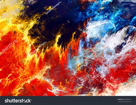 Fire Water Abstract Red Blue Painting Stock Illustration 398494510