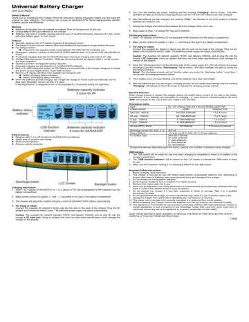 Tenergy T9688 Universal NiMH/NiCd LCD Battery Charger Owner's Manual ...