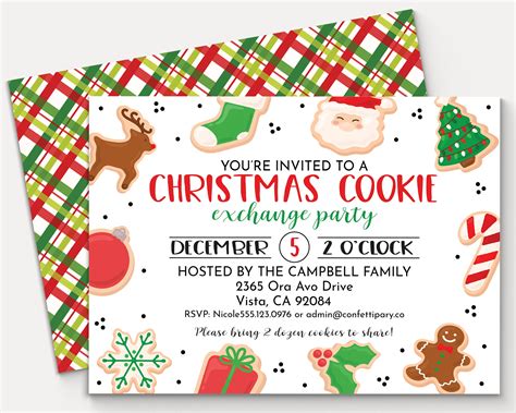 Christmas Cookie Exchange Invitation Holiday Cookie Swap - Etsy