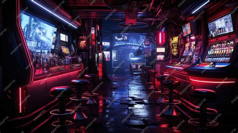 Premium AI Image | cyberpunk bar in neon style Fantasy concept Illustration painting