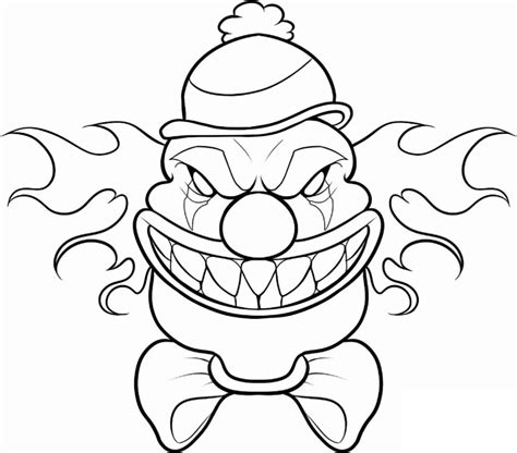 Scary Clown Face coloring page - Download, Print or Color Online for Free