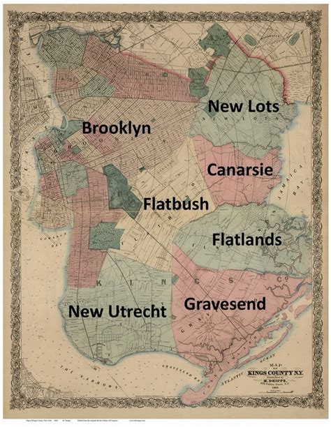 Kings County brooklyn New York 1868 Old Wall Map Reprint - Etsy