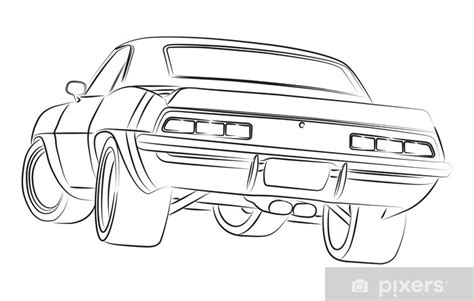 Wall Mural Muscle car drawing - PIXERS.US