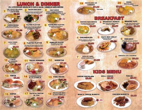 Nico’s Restaurant menu – SLC menu