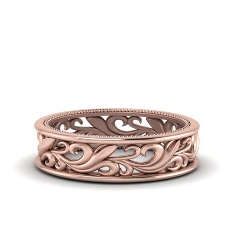 Womens Filigree Wedding Band In 14K Rose Gold | Fascinating Diamonds