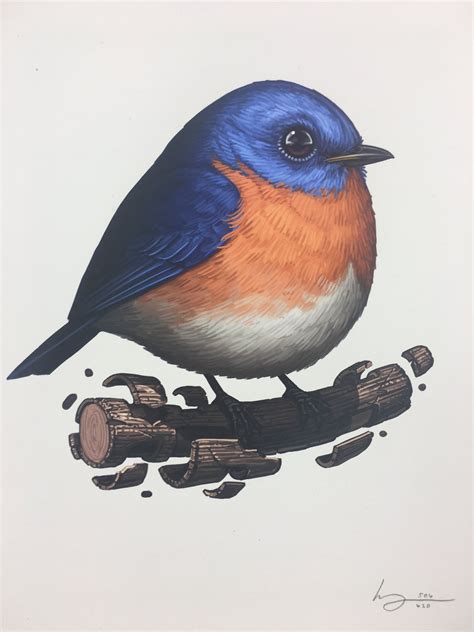 Fat Bird - 2017 Mike Mitchell Eastern Bluebird Art Print