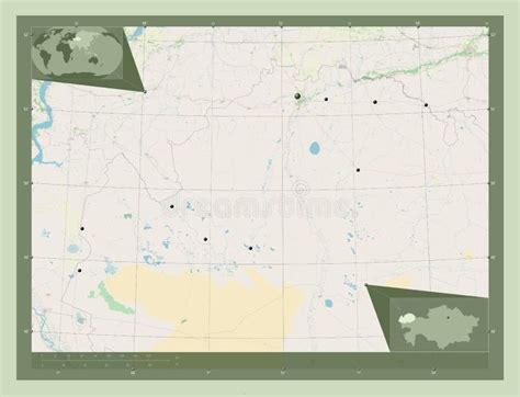 West Kazakhstan, Kazakhstan. OSM. Major Cities Stock Illustration ...