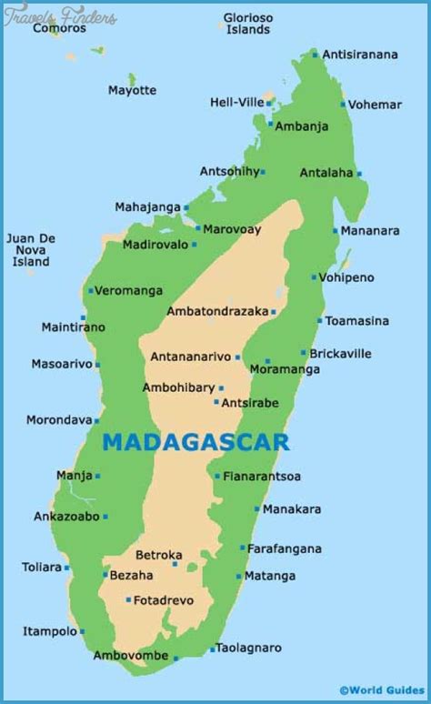 Madagascar Map Tourist Attractions - TravelsFinders.Com