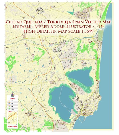 Quesada Torrevieja Spain Map Vector Exact City Plan High Detailed ...