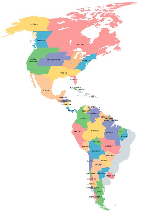 Map Of The Americas - Map Of The United States