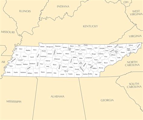 Printable Tennessee County Map