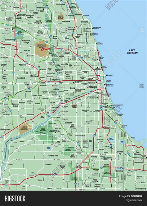 Chicago area map - Map Chicago area (United States of America)