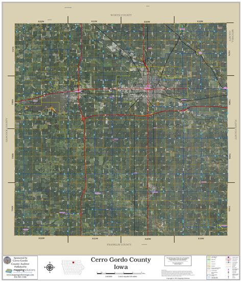 Cerro Gordo County Iowa 2022 Aerial Wall Map | Mapping Solutions