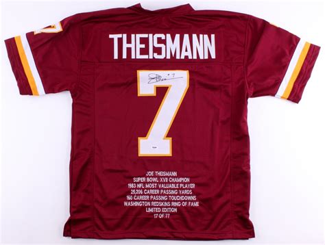 Joe Theismann Signed LE Redskins Career Highlight Stat Jersey (PSA COA) | Pristine Auction