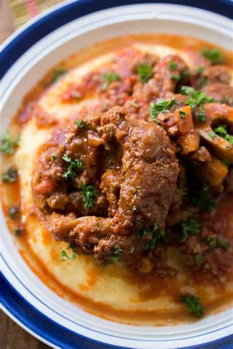 Osso Bucco in Red Wine Salsa with Soft Polenta