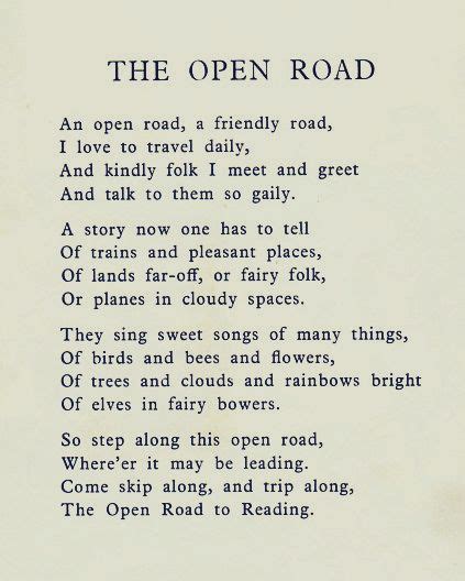 The opening poem for "The Open Road to Reading" was written for the ...