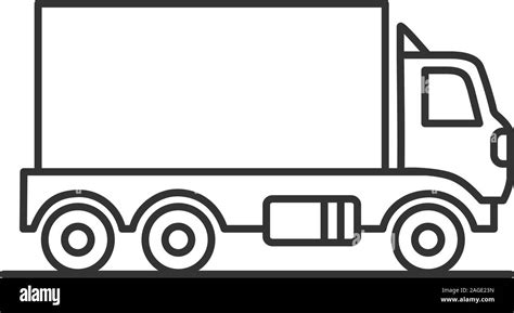 Delivery truck linear icon. Thin line illustration. Freight transport. Contour symbol. Vector ...