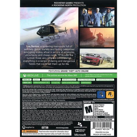 Grand Theft Auto V, Rockstar Games, Xbox 360, 710425491245 - Walmart ...