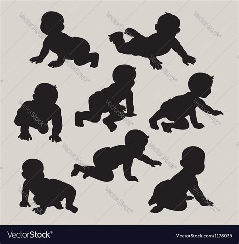 Baby crawling silhouette Royalty Free Vector Image