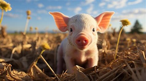 Premium Photo | Little cute pig on a farm