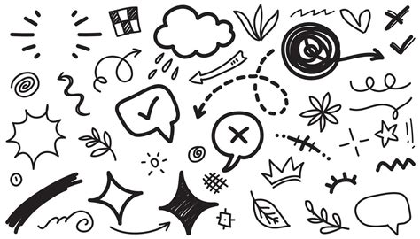 Doodle lines, Arrows, circles and curves vector.hand drawn design ...