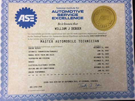 ASE Certification Program for Auto Repair Professionals