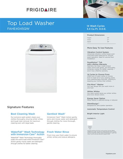 Frigidaire Affinity Dryer Owners Manual