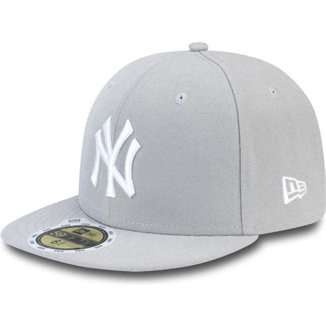 New Era Flat Brim Youth 59FIFTY Essential New York Yankees MLB Grey Fitted Cap: Caphunters.com