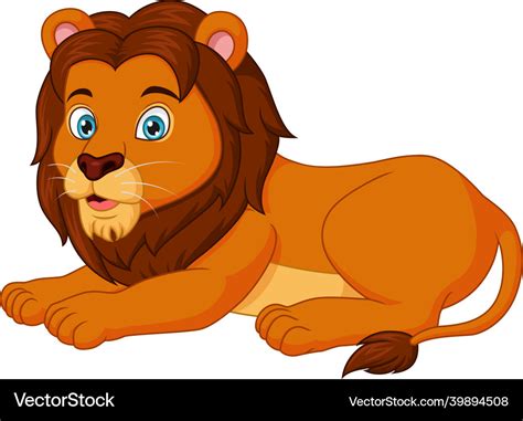 Cute lion cartoon lying down Royalty Free Vector Image