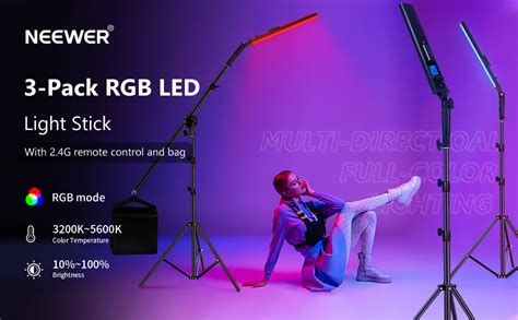Neewer 2.4G RGB LED Light Stick, 3-Pack Photography Lighting Kit with ...