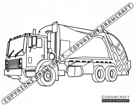 Garbage Truck Outline 2 Svg Garbage Truck Svg Garbage Svg | Etsy