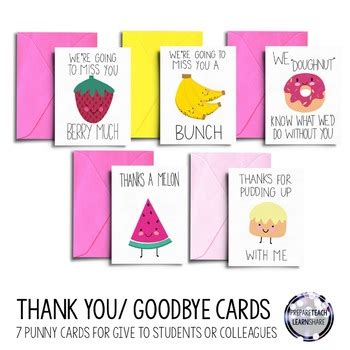 Printable Thank you and Goodbye Cards by Prepare Teach Learn Share