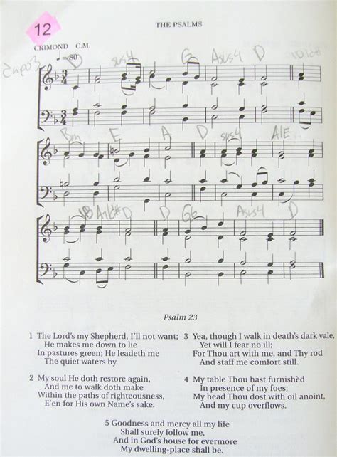 My 2002 Christadelphian Green Hymn Book with Guitar Chords (12-The-Lords-My-Shepherd)