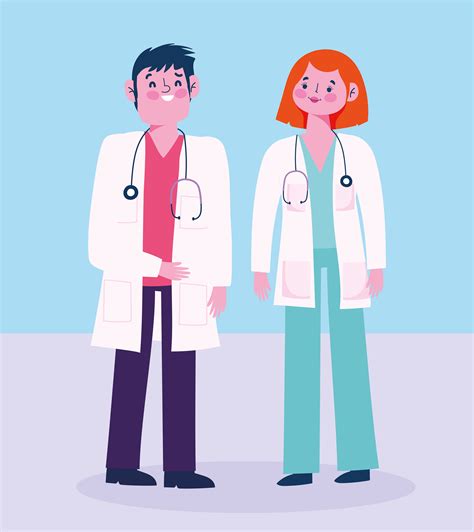 Doctor characters standing up and talking to each other 1263274 Vector Art at Vecteezy