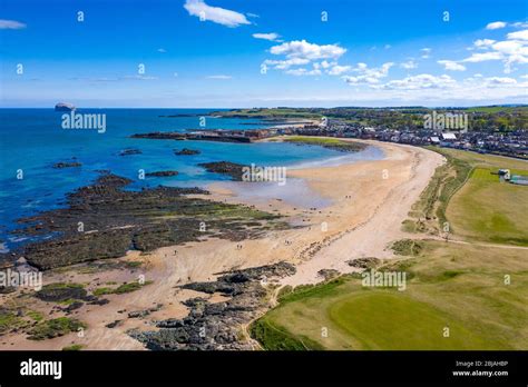 Aerial view of North Berwick beach and North Berwick Golf Club, East ...