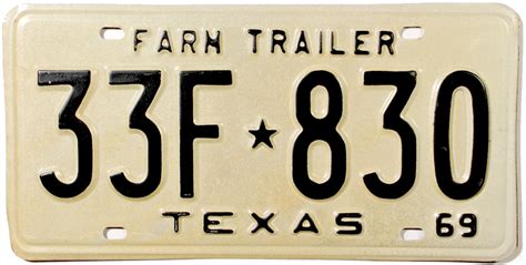 1969 Texas Farm Trailer License Plates | Brandywine General Store