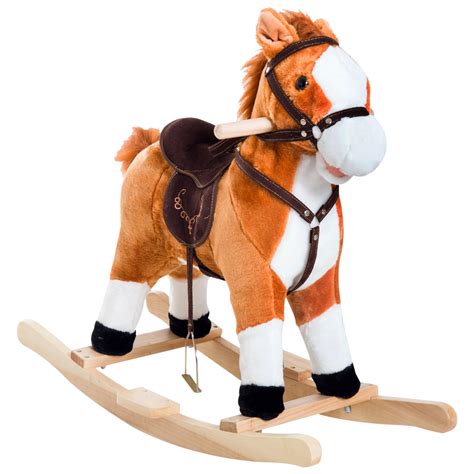 Qaba Kids Plush Toy Rocking Horse Ride on with Realistic Sounds - Brown - Walmart.com - Walmart.com