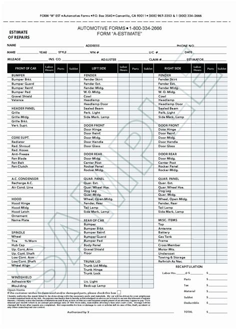 Car Repair Estimate Template - Excel Templates - Excel Templates