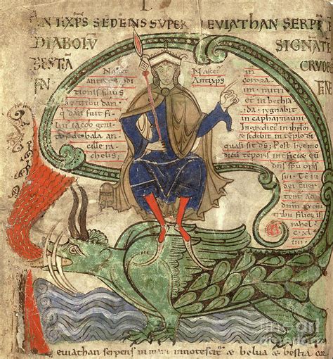 Anti Christ Seated On A Leviathan From 'liber Floridus' By Lambert De Saint-omer, 1120 (vellum ...