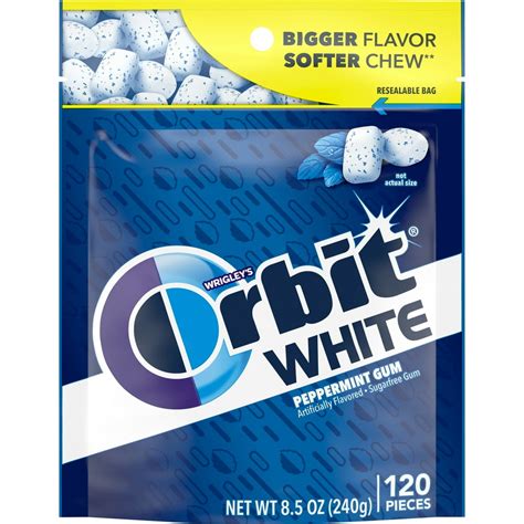 Orbit White Gum, Peppermint, Sugar Free, 120 Pieces, 8.5 oz - Walmart ...