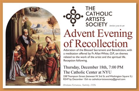 Advent Evening of Recollection – Thursday, December 18, 2014 – Catholic Artists Society