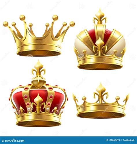 Realistic Gold Crown. Crowning Headdress for King and Queen. Royal ...